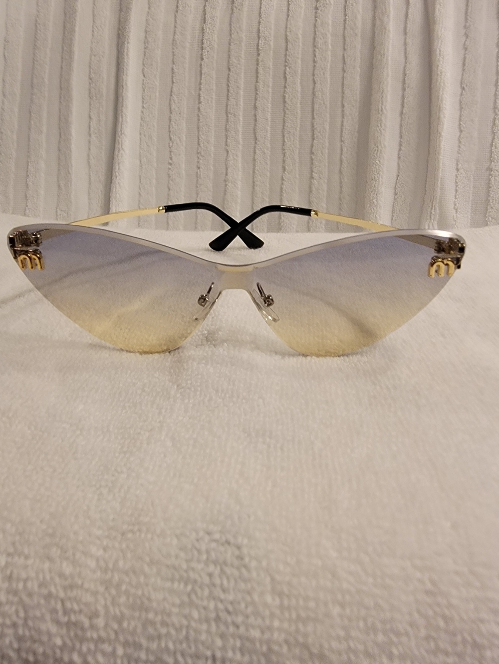 Rimless Gradient Lens Women's Sunglasses - Gold Accent